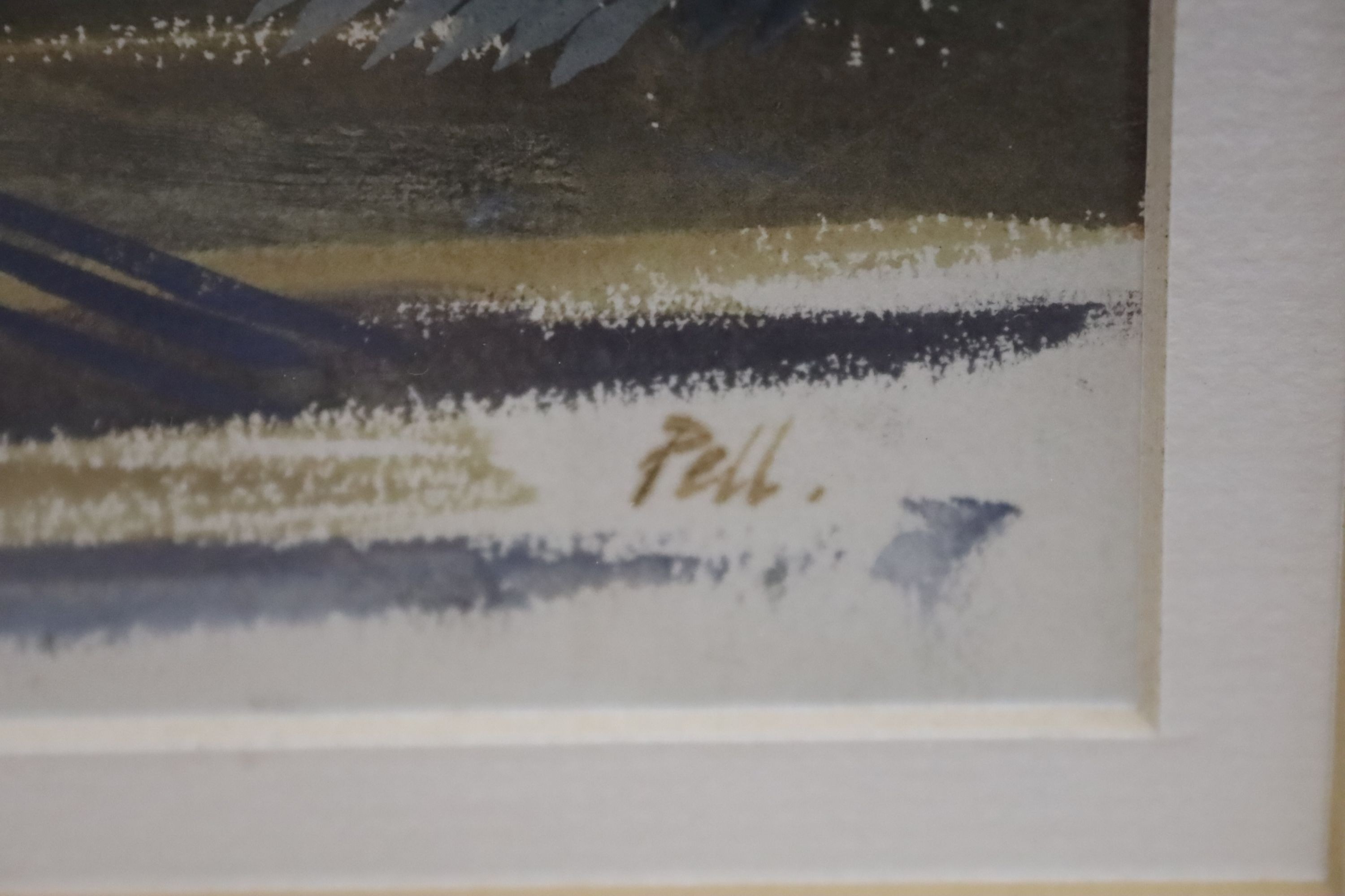 Robert Pell, watercolour and gouache, College of barges and boats October 57, inscribed verso with original Bear Lane Gallery bill of sale, 22 x 30cm